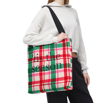 Christmas Plaid Tote Bag - 'Tis the Season Holiday Market Bag