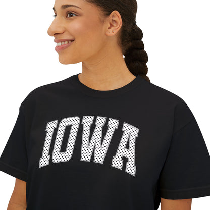 Iowa Boxy Tee — Women's Cropped College Graphic T-Shirt