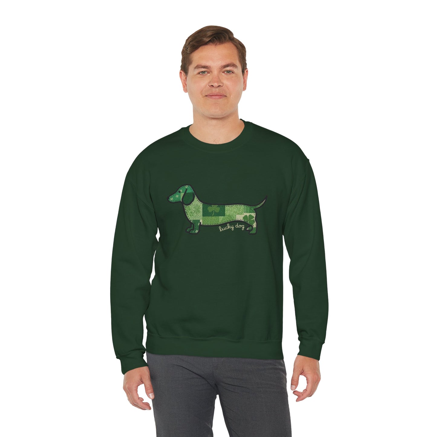 St. Patrick's Lucky Dachshund Quiltwork Sweatshirt