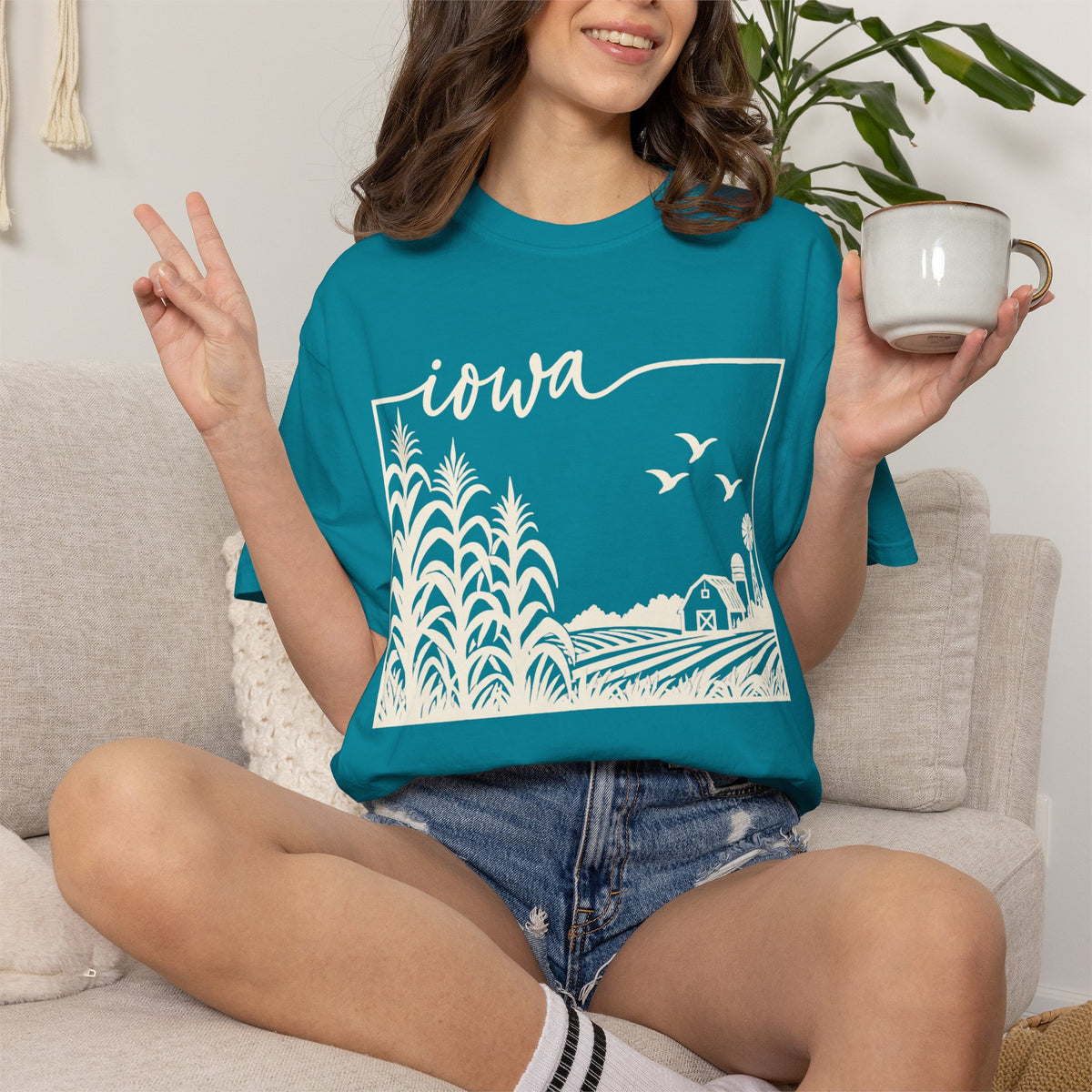 Copy of Iowa Farm Scene Crewneck Sweatshirt — Minimal Midwest Landscape