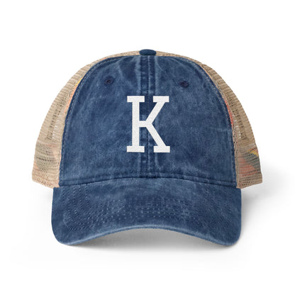 Personalized Initial Women's Washed Mesh-Back Cap