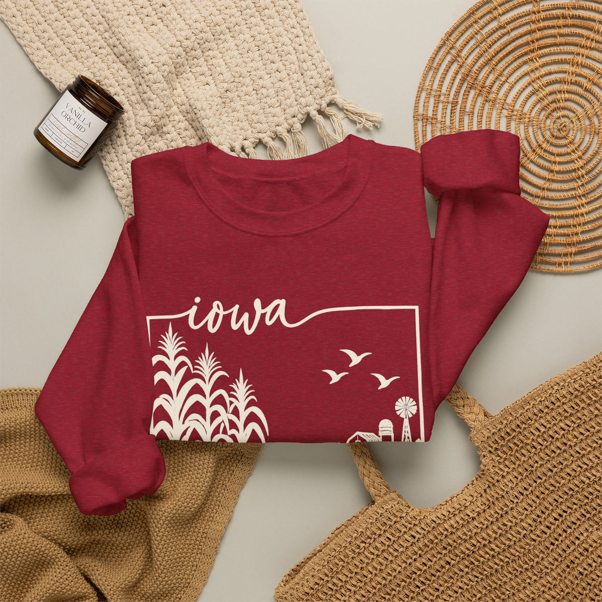 Iowa Farm Scene Crewneck Sweatshirt