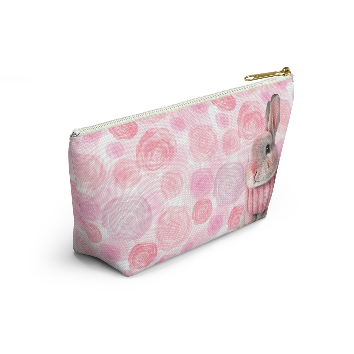 Bunny & Pink Roses Accessory Pouch w T-bottom