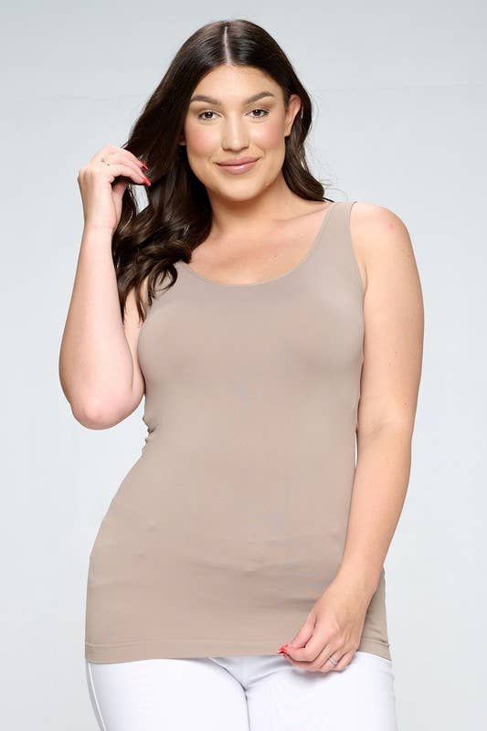 Reversible V or U Neckline Seamless Tank Plus Size