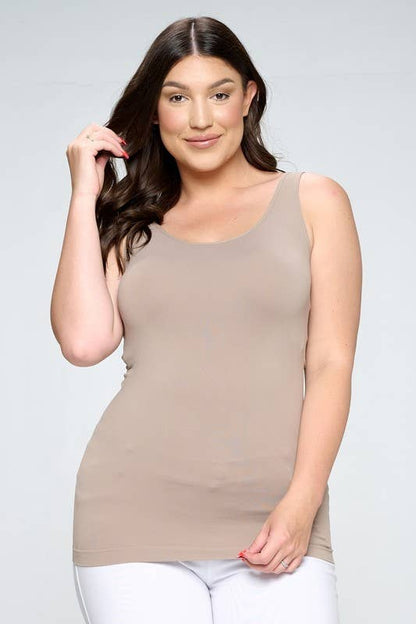 Reversible V or U Neckline Seamless Tank Plus Size