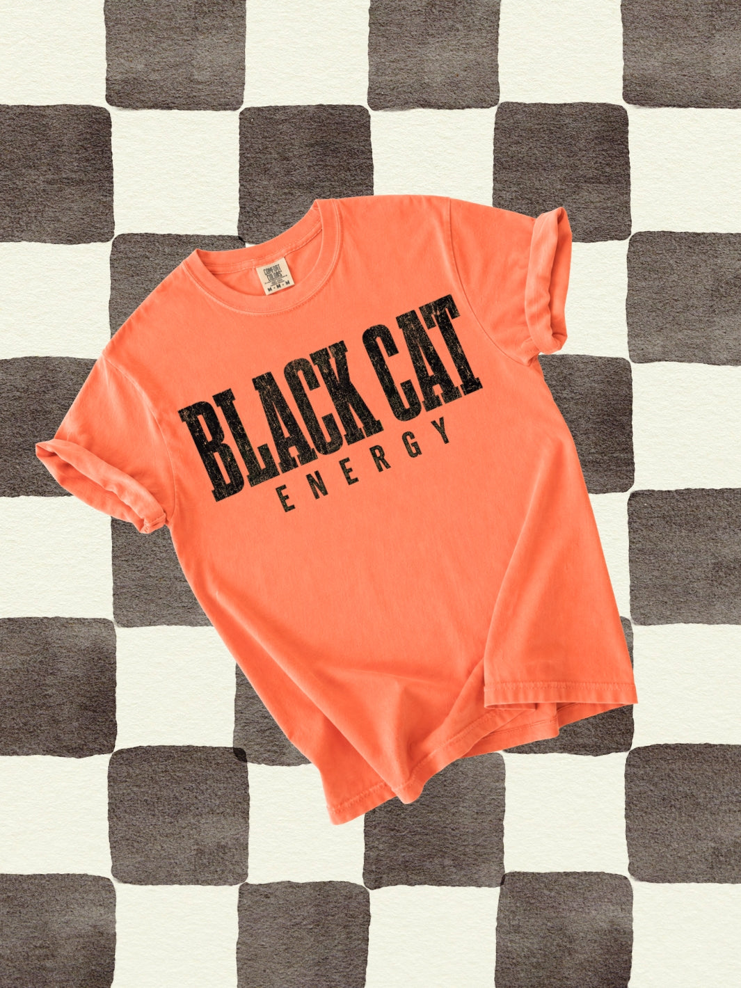 Retro Spooky Black Cat Energy Comfort Colors Graphic Tee