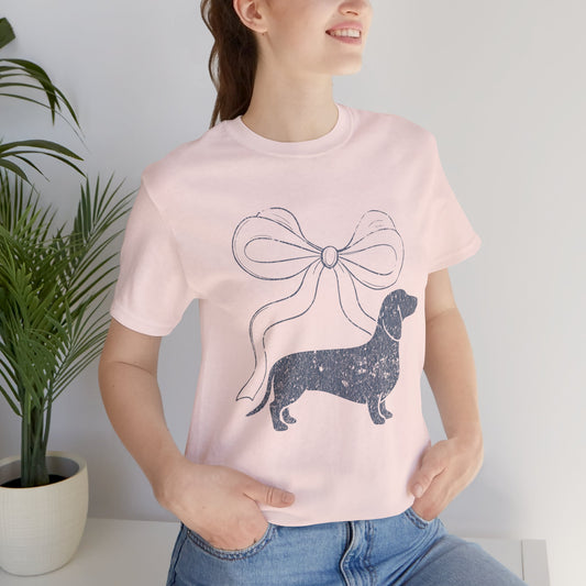 Dachshund Coquette Bow T-Shirt — Cute Doxie Graphic Tee