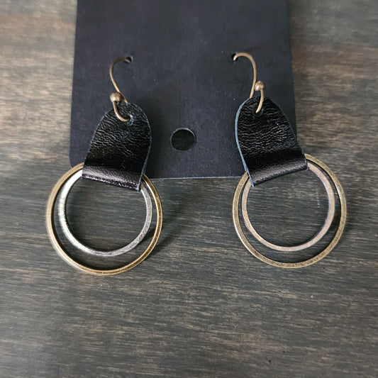 Metal and Leather Handmade Earrings