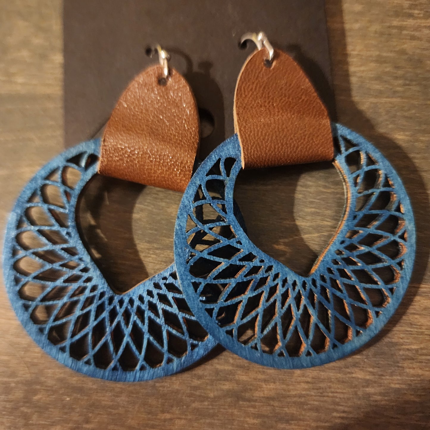 Wooden and Leather Handmade Earrings