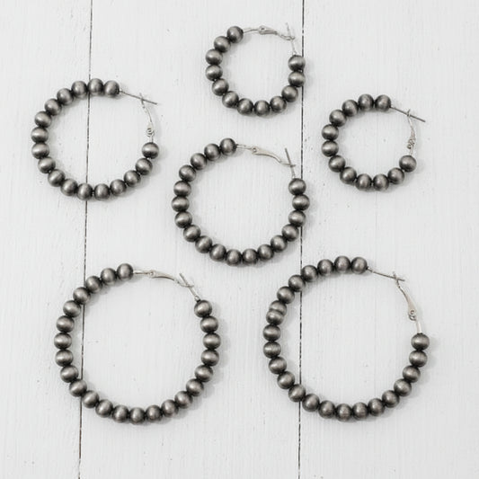 Western Faux Navajo Pearl Hoop Earrings