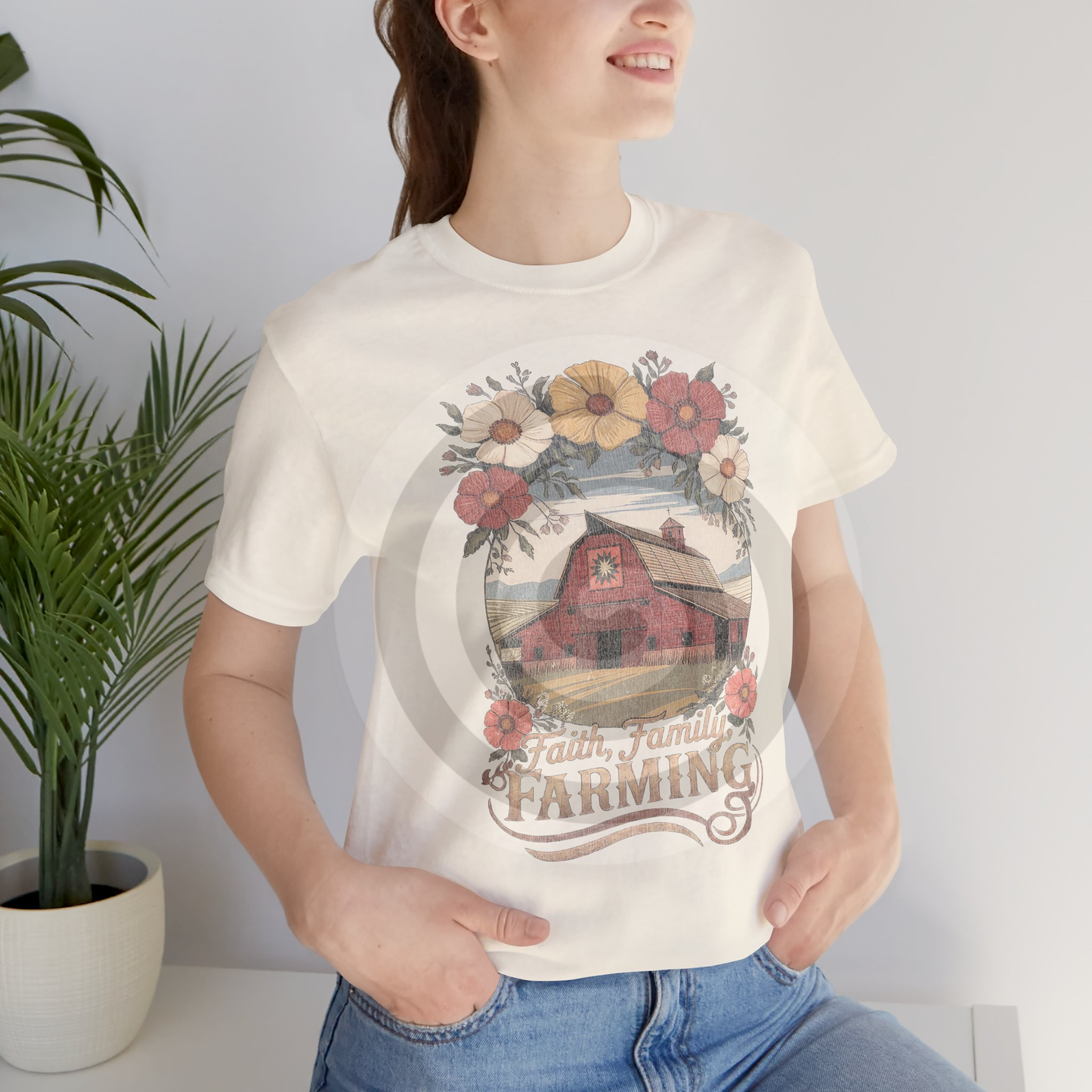 Faith, Family, Farming Barn Floral Tee — Rustic Country Farmhouse Graphic T-Shirt - Multiple Colors