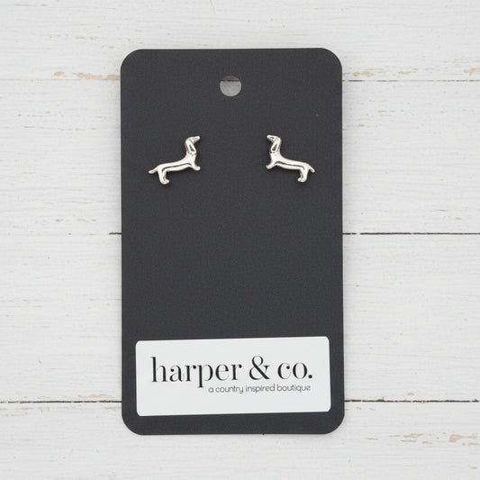 Dachshund Metal Stud Earrings