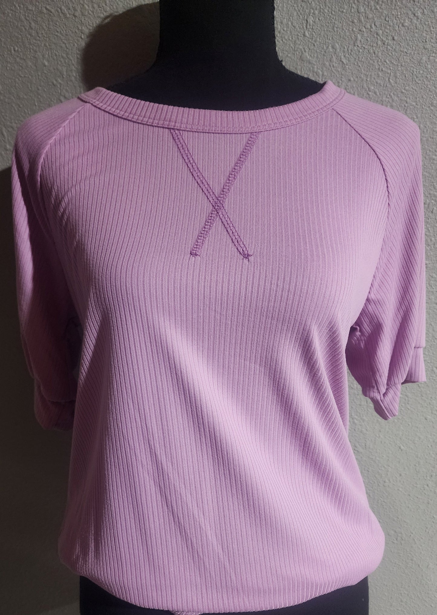 Heimish Puff Sleeve Solid Ribbed Top