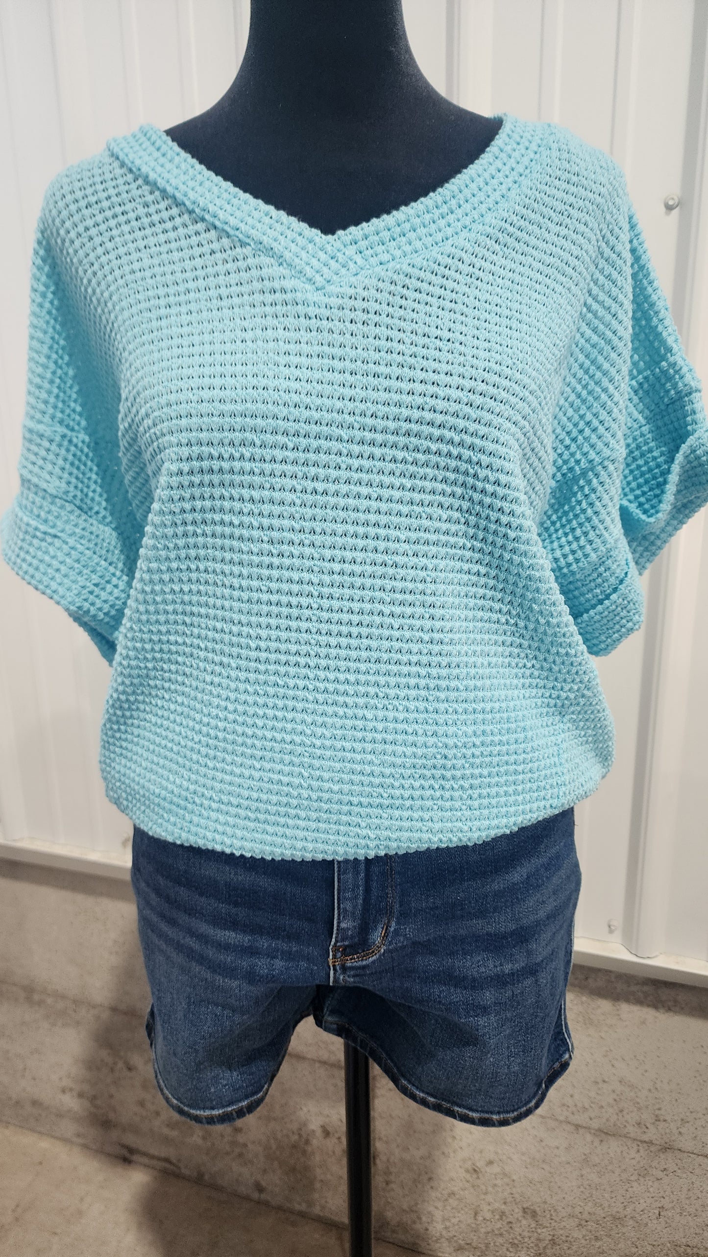 V-Neck Lightweight Sweater Crochet Knit Full Size Top