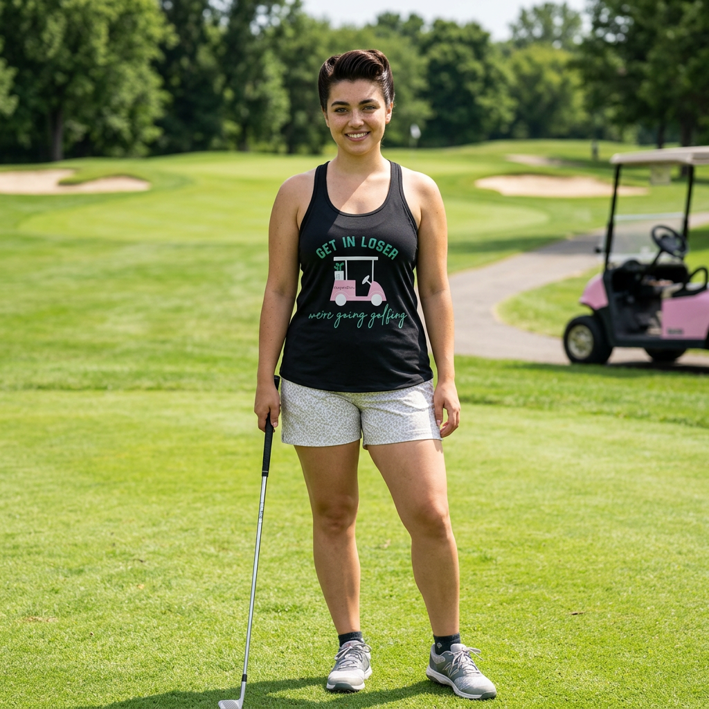 Get in Loser Women's Flowy Racerback Tank — Funny Golf Tank Top