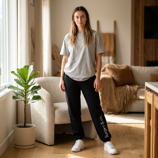 Harper & Co. Logo Sweatpants — Cozy Neutral Joggers