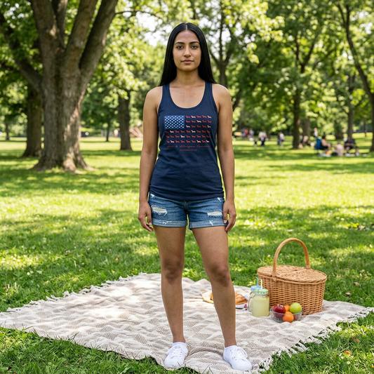 Paws and Stripes Women's Jersey Racerback Tank