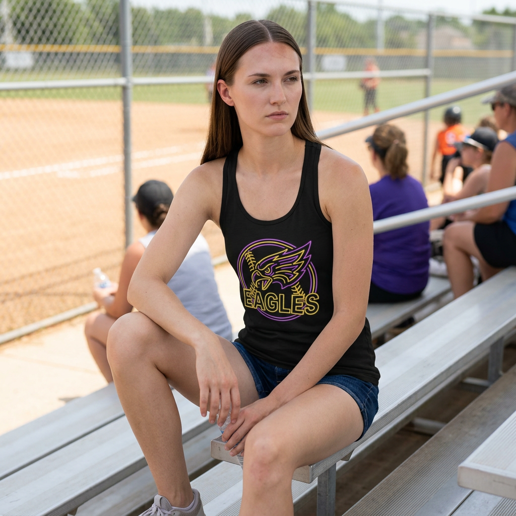 Eagles Baseball Softball Tank Top — Retro Neon Team Logo Athletic Tank