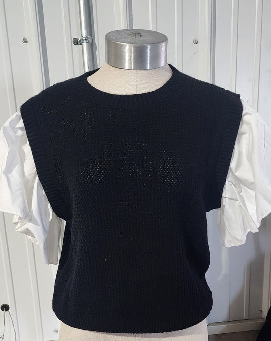 Oh Full Size Ruffled Round Neck Short Sleeve Sweater
