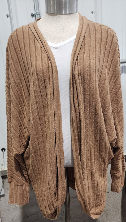 Basic Bae Full Size Ribbed Open Front Long Sleeve Cardigan HC