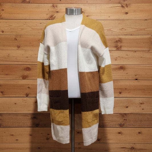 Woven Right Color Block Dropped Shoulder Cardigan