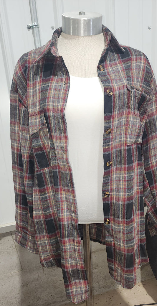 Jena Oversized Plaid Button-Up Shirt - Multiple Colors
