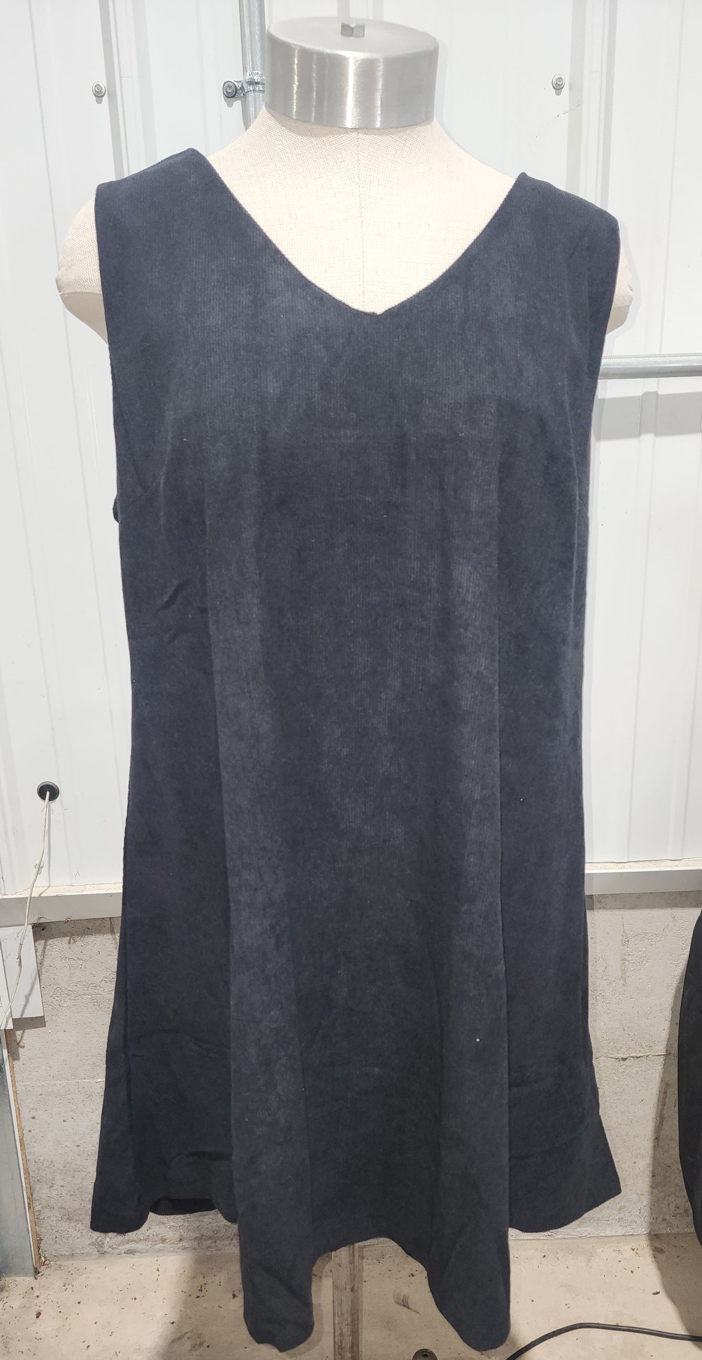 V-Neck Sleeveless Corduroy Dress