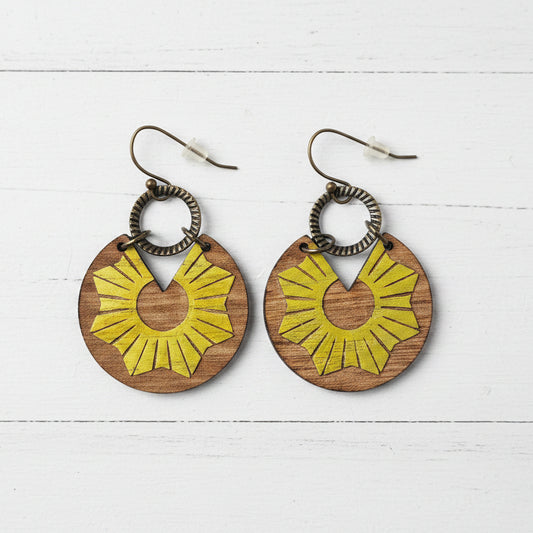 Burst Round Handpainted Earrings