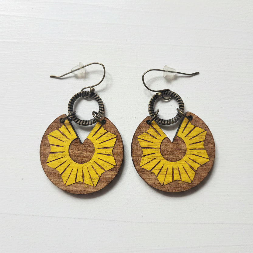 Burst Round Handpainted Earrings