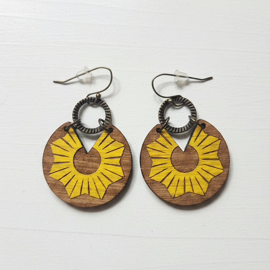 Burst Round Handpainted Earrings