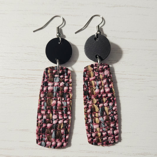 Tweed and Wood Handmade Earrings