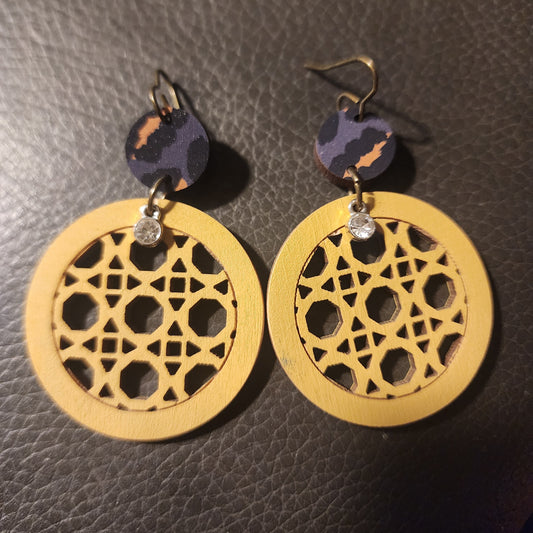 Lattice Wooden Handmade Drop Earrings