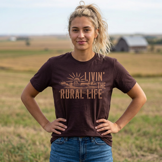 Livin' the Rural Life T-Shirt — Vintage Farm Sunrise Tee