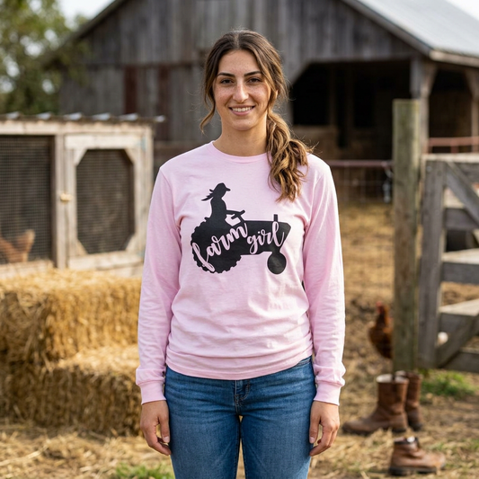 Farm Girl Tractor Long Sleeve Tee