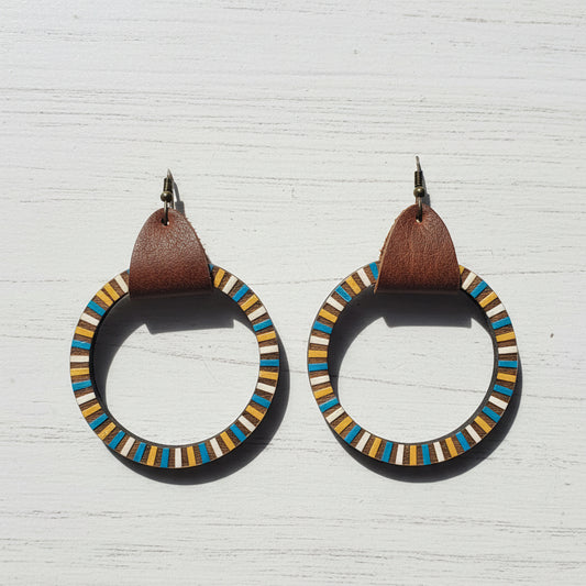 Striped Hand Painted Wooden Earrings