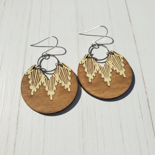 Handmade Wooden Painted Lace Earrings