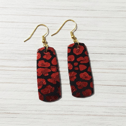Handmade Metallic Leopard Print Faux Leather Earrings
