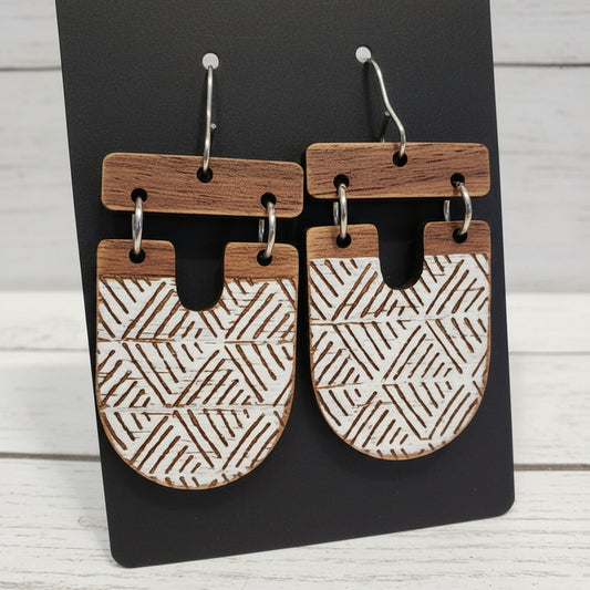 Hand Painted Wooden Geometric Earrings