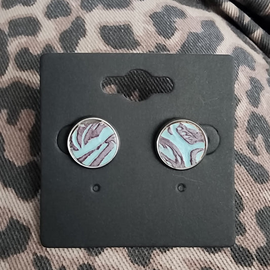 Embossed Faux Leather Handmade Stud Earrings