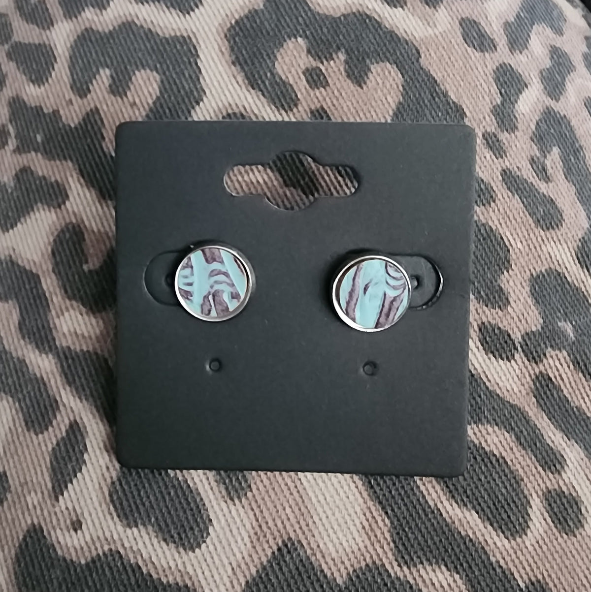 Embossed Faux Leather Handmade Stud Earrings