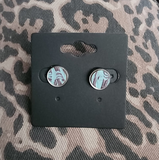 Embossed Faux Leather Handmade Stud Earrings