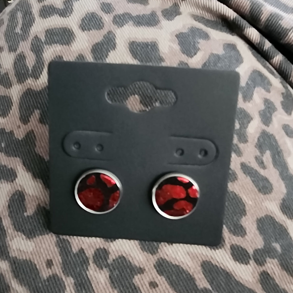 Metallic Faux Leather Handmade Stud Earrings