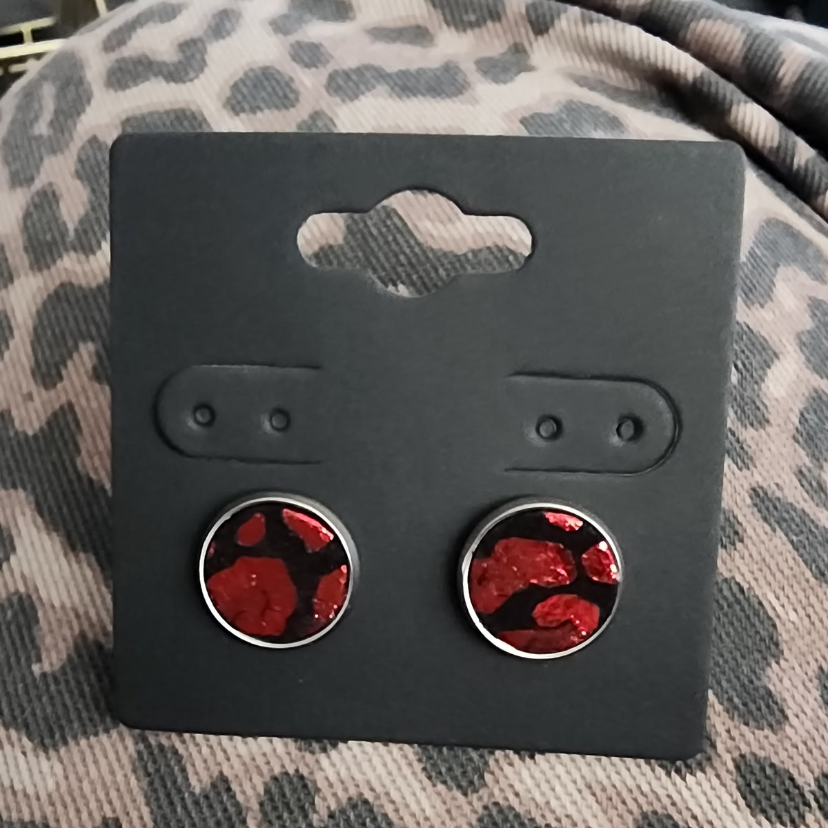 Metallic Faux Leather Handmade Stud Earrings