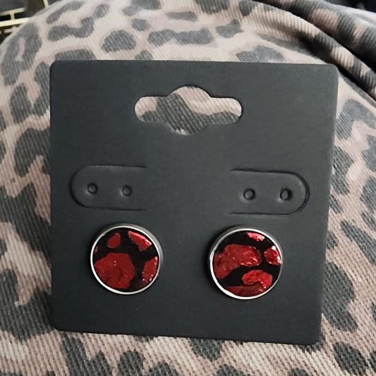 Metallic Faux Leather Handmade Stud Earrings