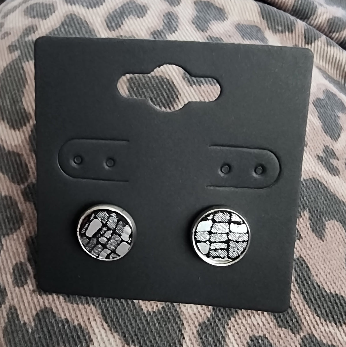 Metallic Faux Leather Handmade Stud Earrings