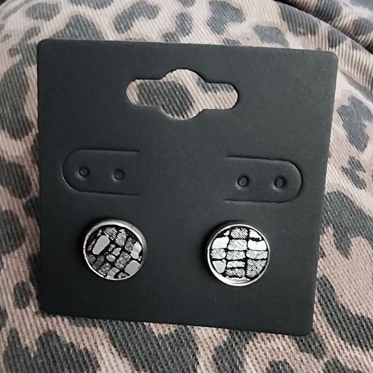 Metallic Faux Leather Handmade Stud Earrings