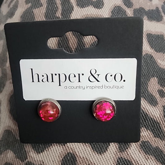 Handmade Sparkly Dome Stud Earrings