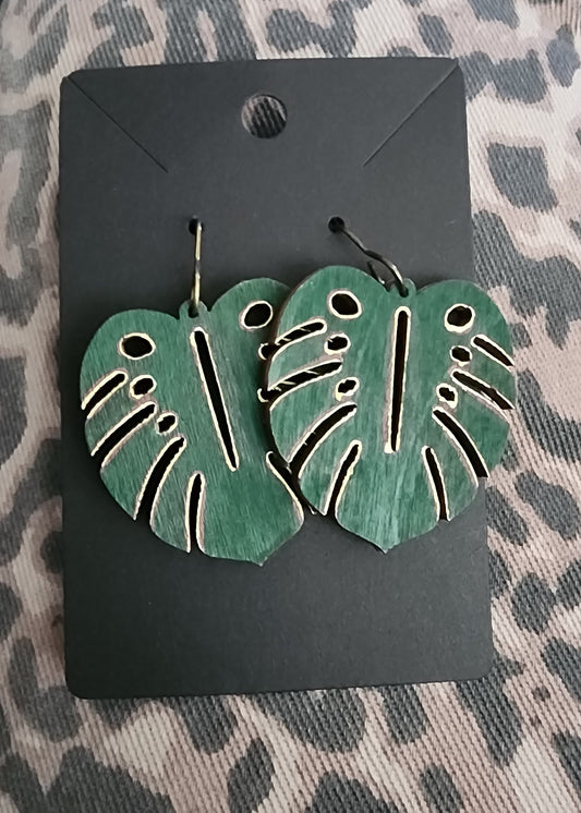 Hand Painted Palm Leaf Earrings
