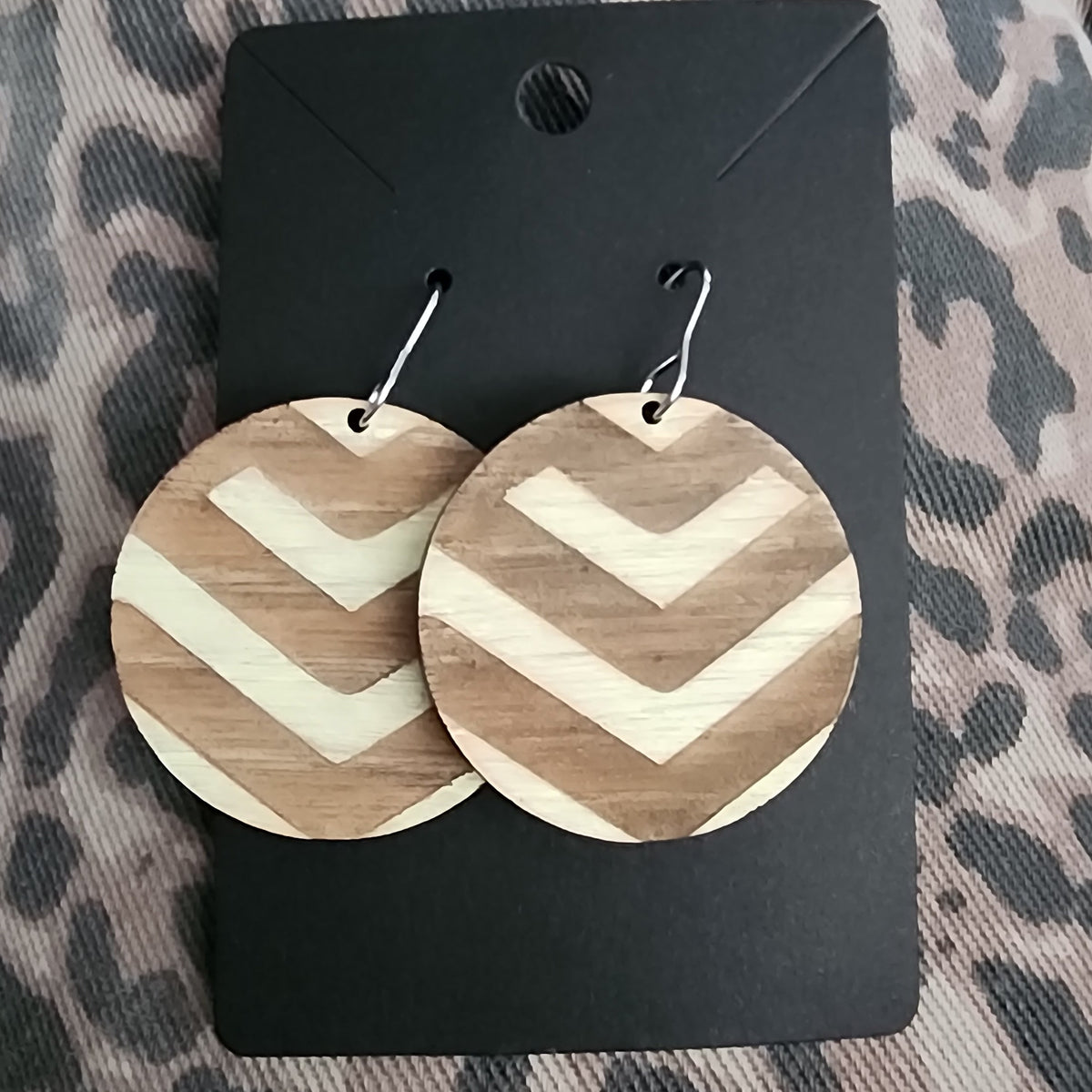 Handmade Chevron Wooden Earrings