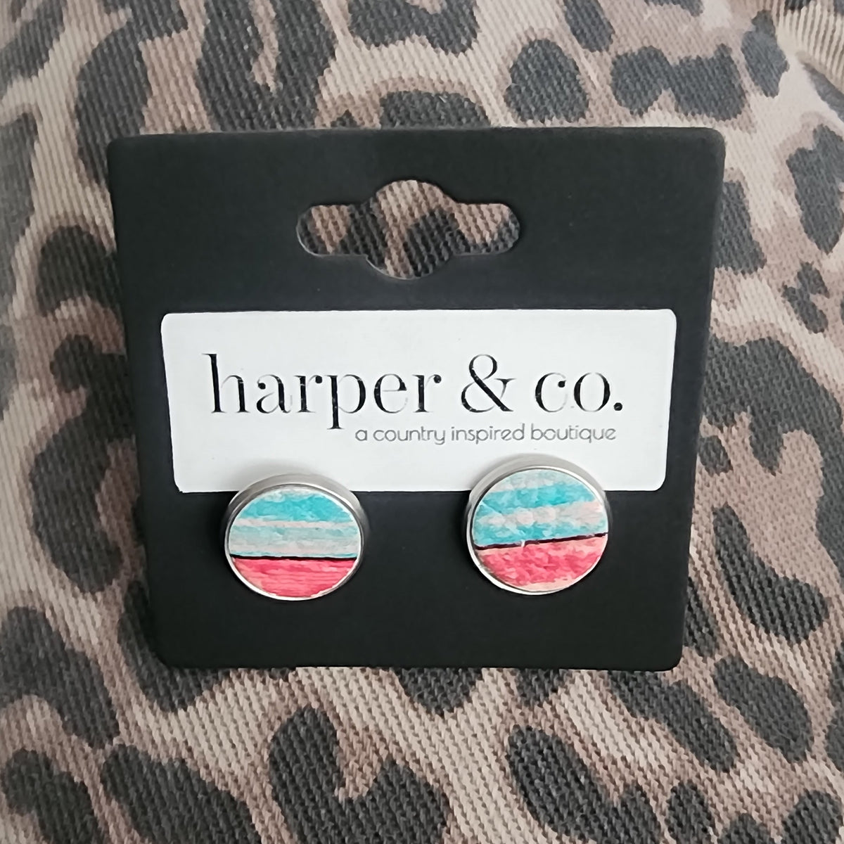 Embossed Faux Leather Handmade Stud Earrings - Multiple Colors